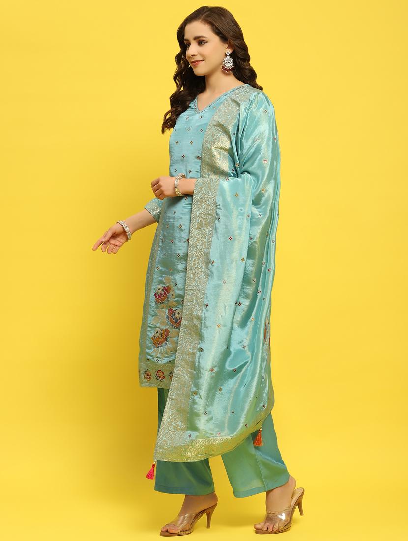 women self design kurta palazzo set with dupatta - 21353695 - Standard Image - 1