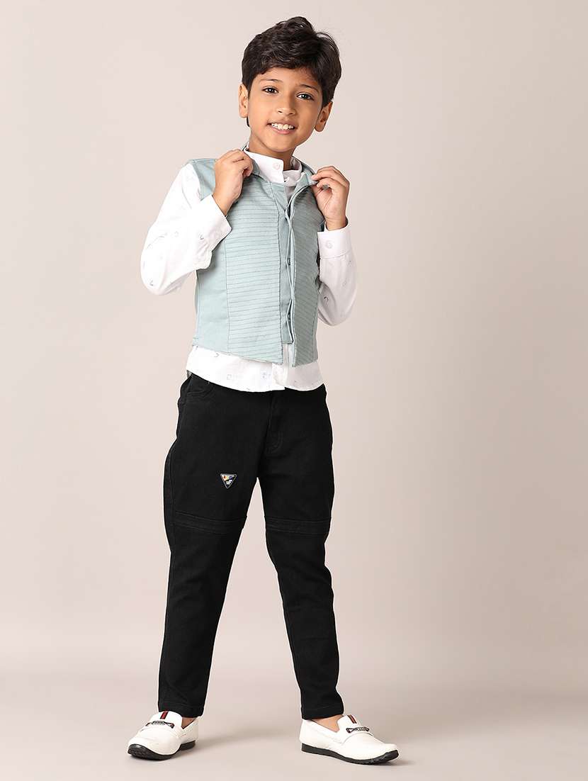 boys printed long sleeves shirt & jeans set - 21353865 - Standard Image - 1