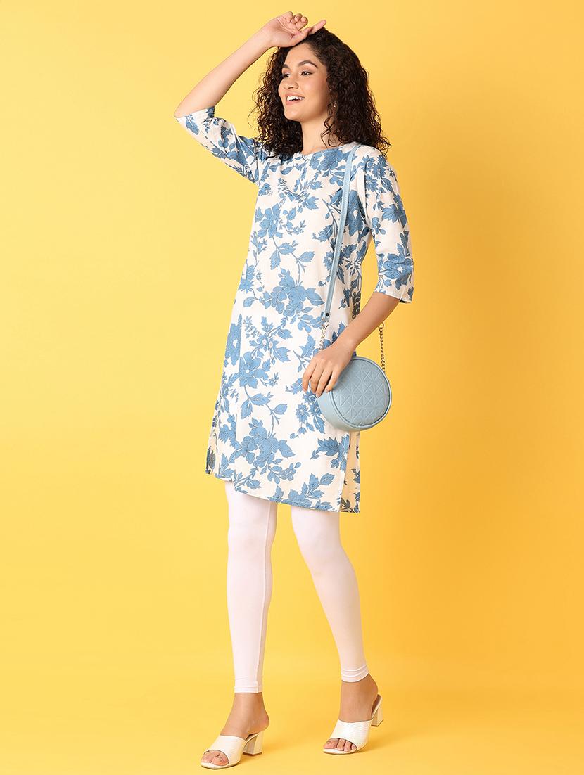 women three quarter sleeve straight kurta - 21353877 - Standard Image - 4