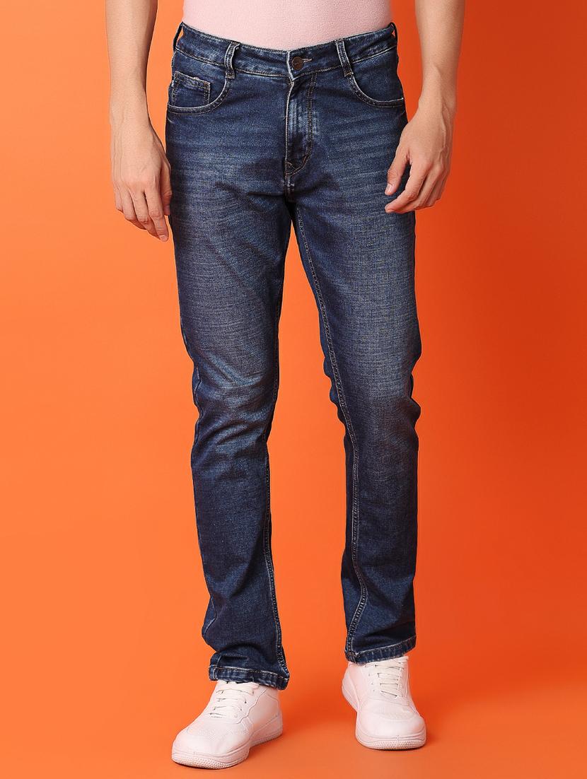 men mid rise plain slim fit jean
