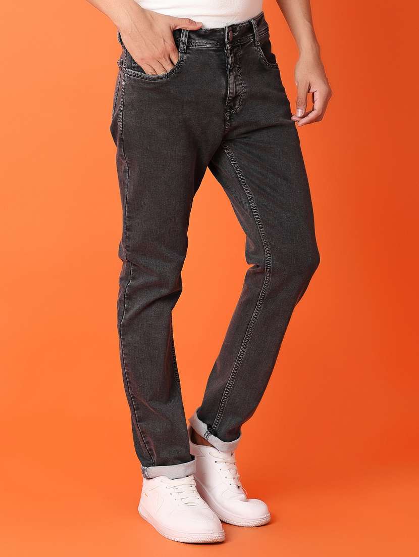 men mid rise plain slim fit jean - 21353940 -  Standard Image - 1