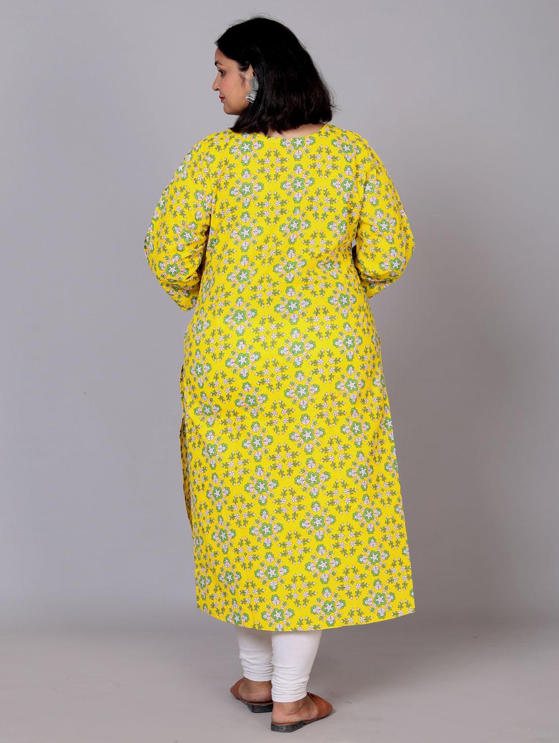 women three quarter sleeve plus size straight kurta - 21354515 - Standard Image - 4