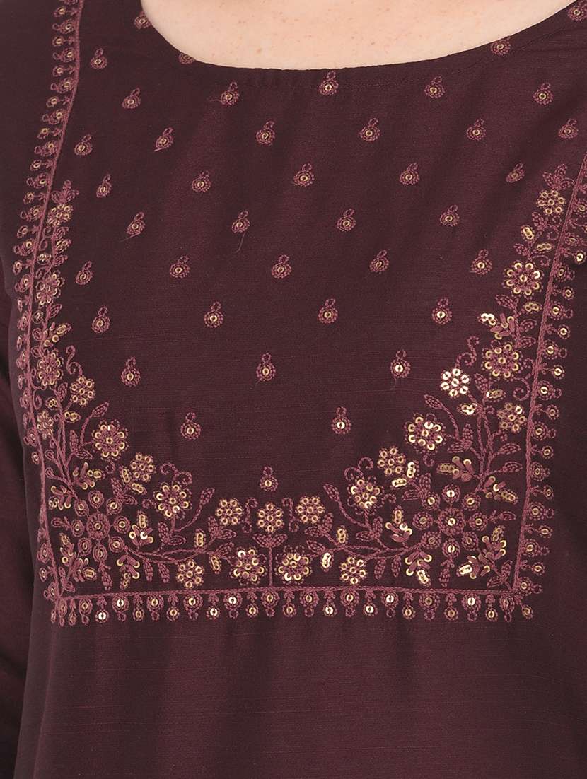 women three quarter sleeve straight kurta - 21354739 -  Standard Image - 4