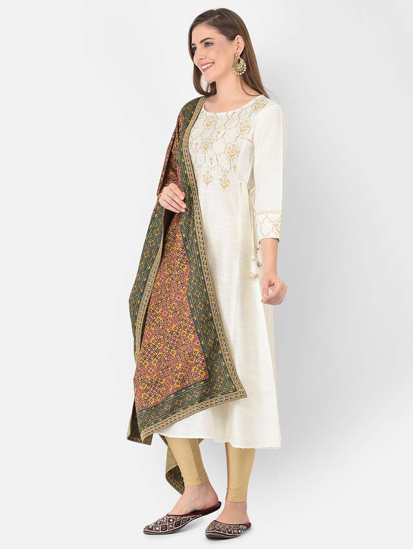 women three quarter sleeve a-line kurta - 21354746 - Standard Image - 1