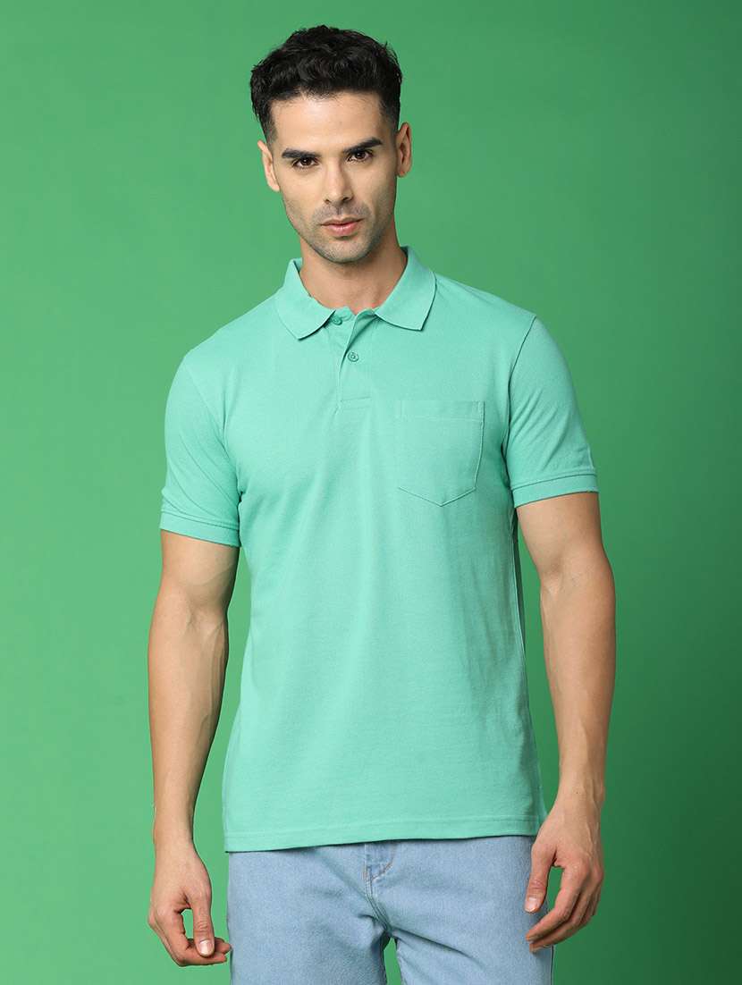 men polo neck solid t-shirt