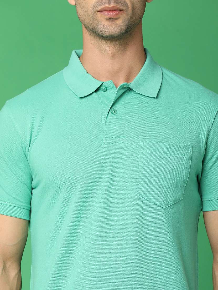men polo neck solid t-shirt - 21354830 -  Standard Image - 4