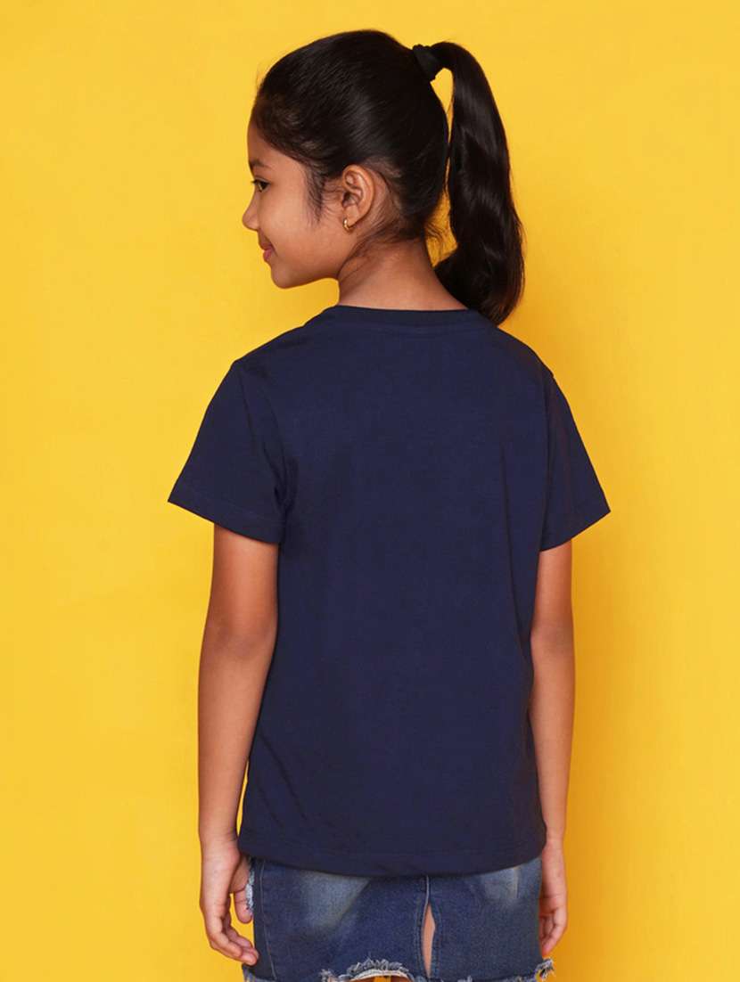 girls printed round neck cotton tee - 21355163 - Standard Image - 1