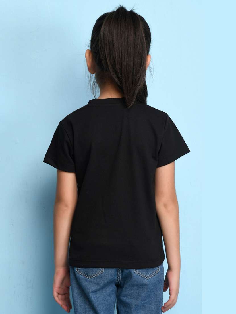 girls printed round neck cotton tee - 21355218 - Standard Image - 1