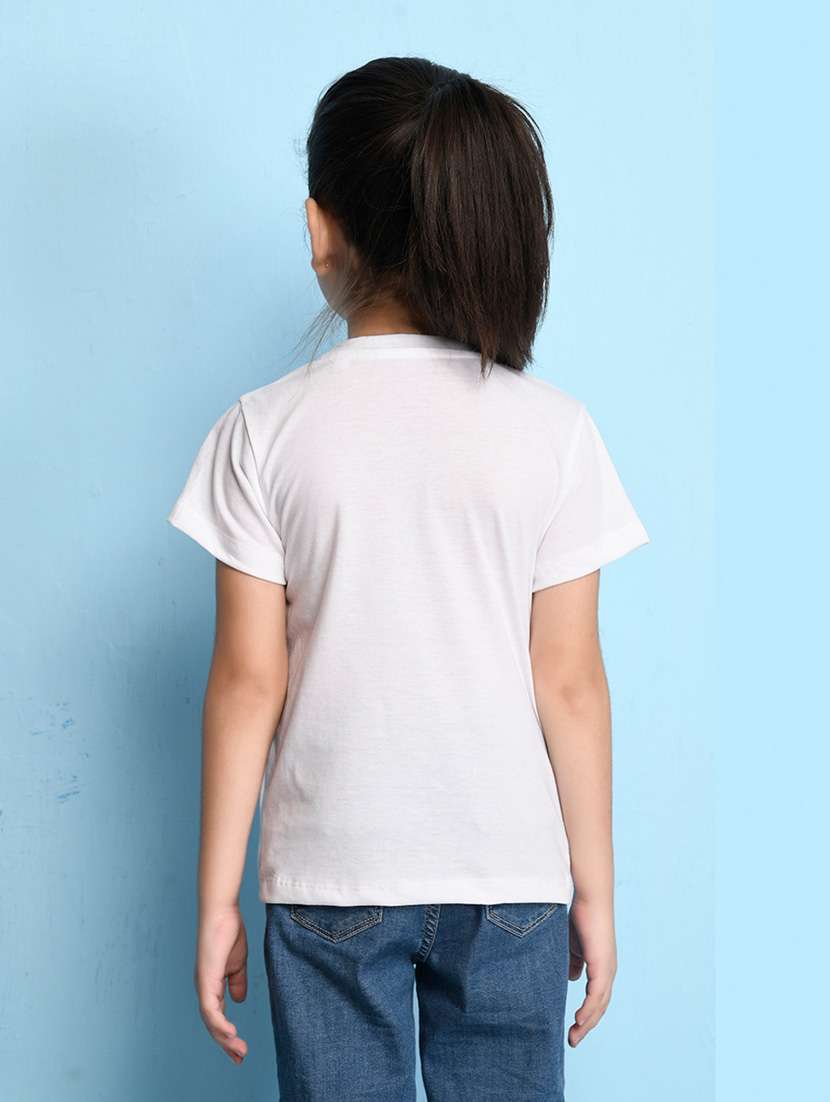 girl printed round neck cotton tee - 21355303 - Standard Image - 1
