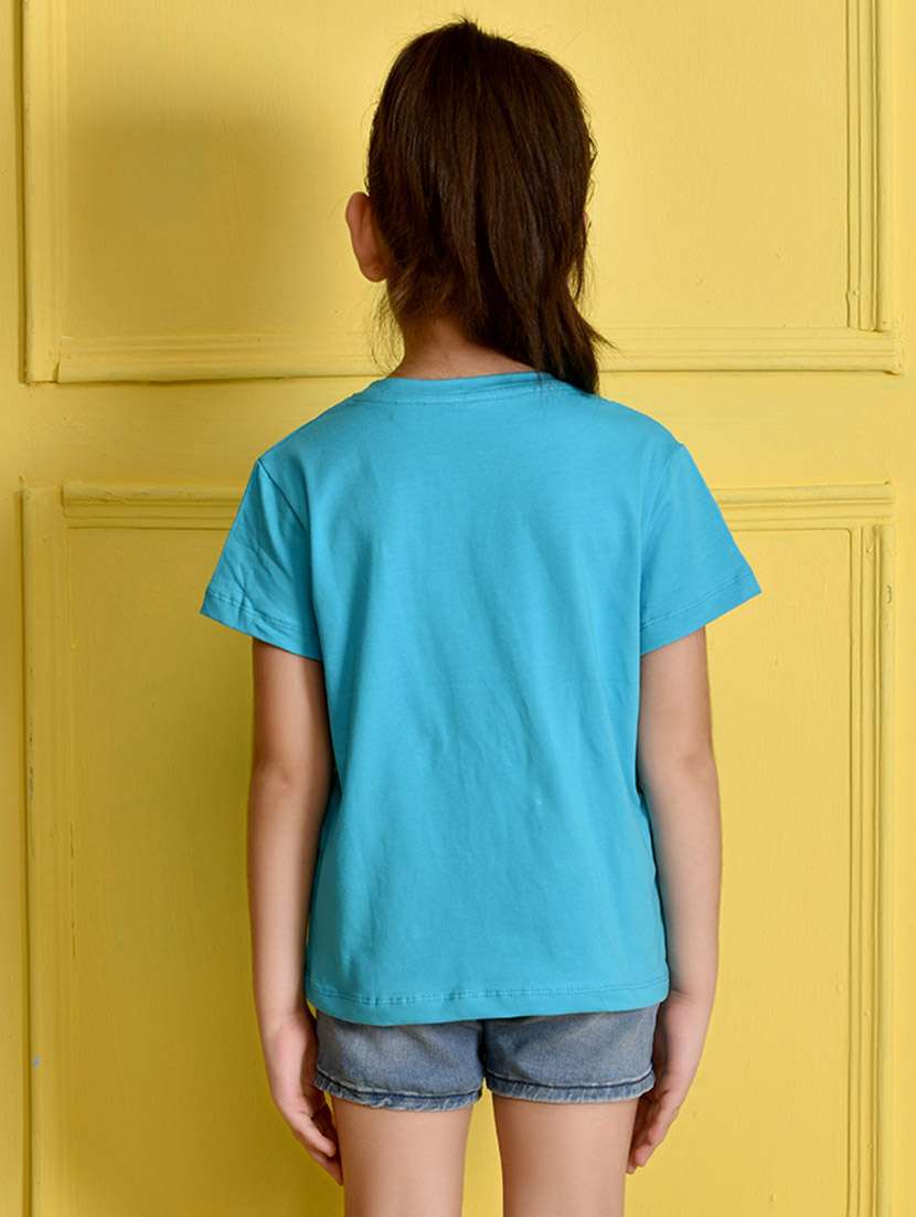 girl printed round neck cotton tee - 21355323 - Standard Image - 1