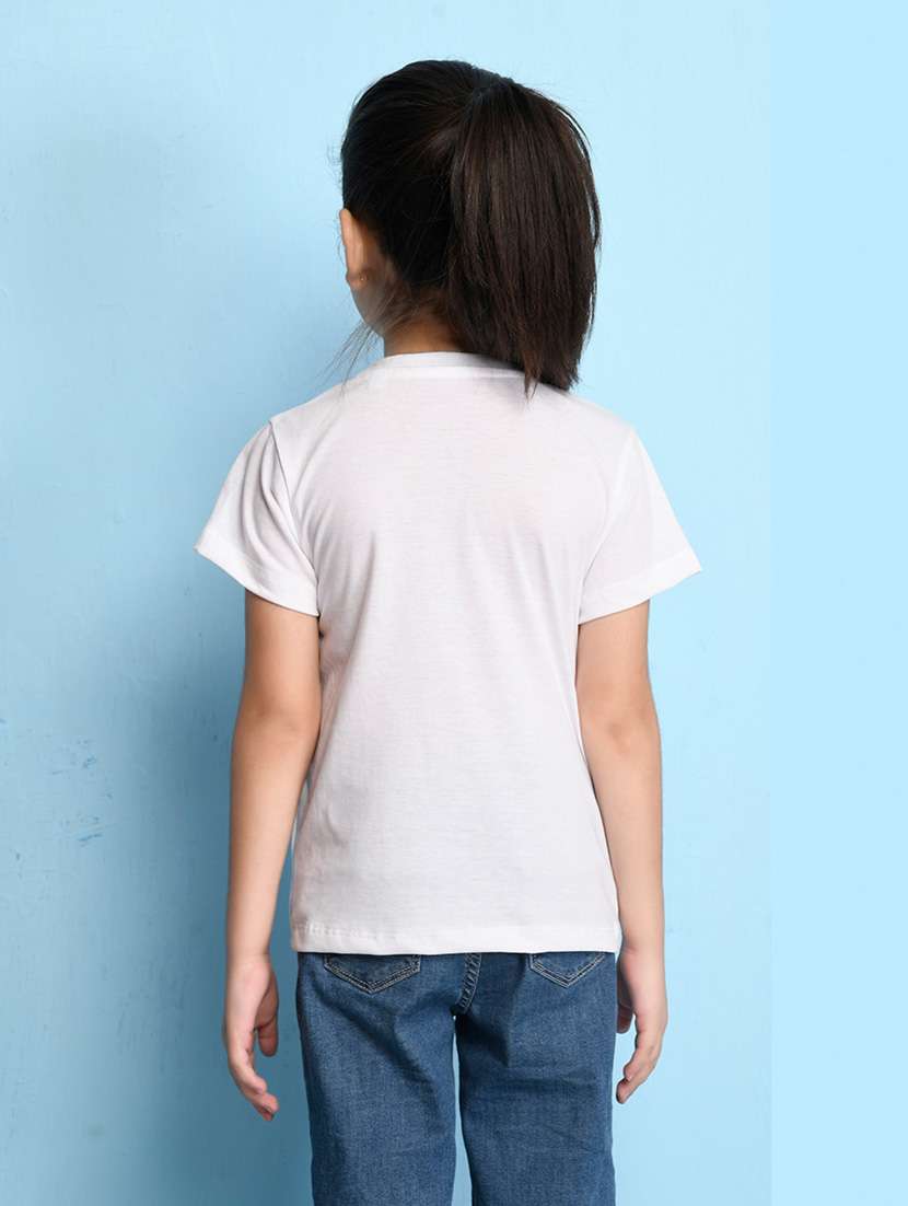 girls chest print round neck t-shirt - 21355358 -  Standard Image - 1