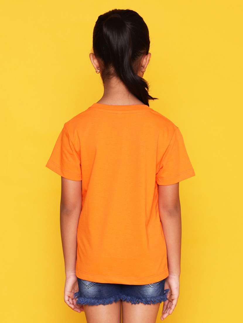 girls chest print round neck t-shirt - 21355368 -  Standard Image - 1