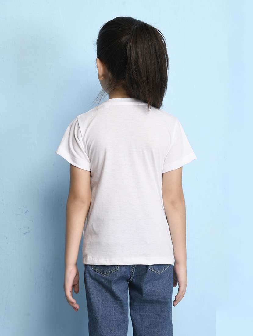 girls chest print round neck t-shirt - 21355372 -  Standard Image - 1