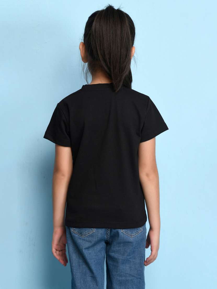 girls placement print round neck t-shirt - 21355377 - Standard Image - 1