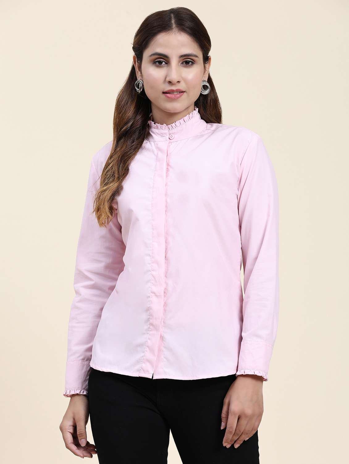 pink solid formal shirt