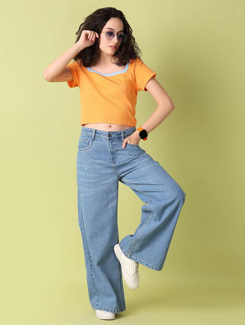 women orange solids crop top - 21356249 -  Standard Image - 4