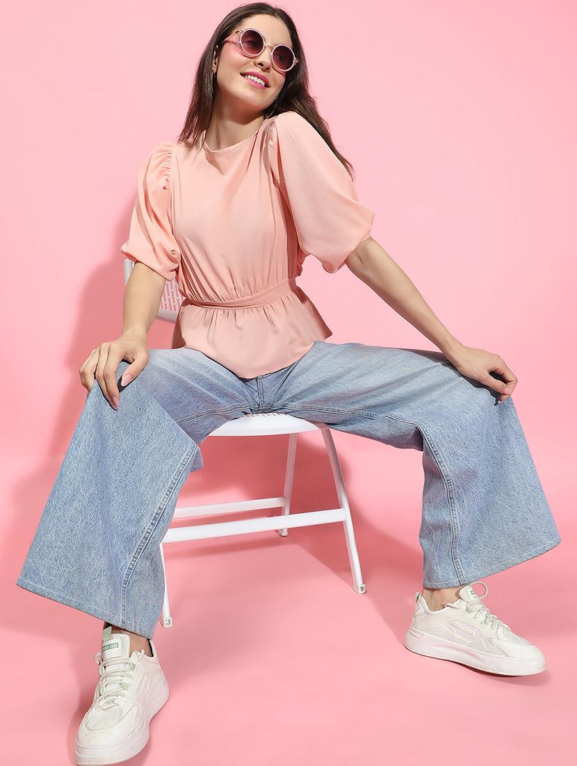 women round neck solid regular top - 21356415 - Standard Image - 4