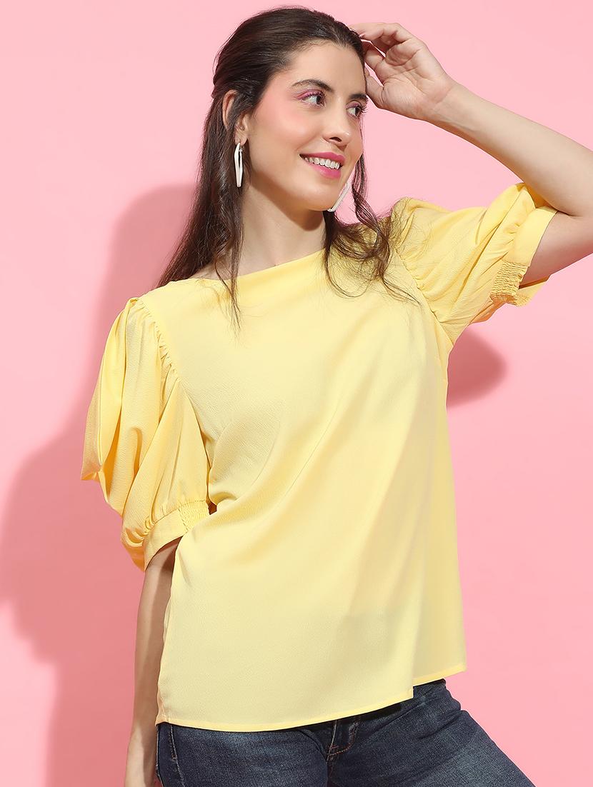 women round neck solid regular top - 21356417 - Standard Image - 1