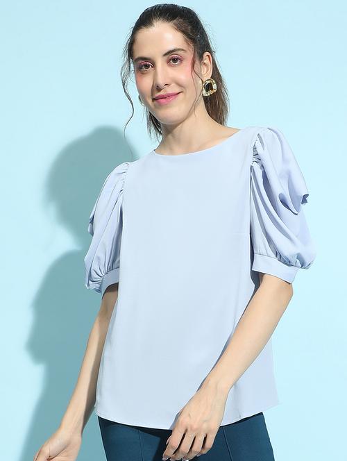 light blue solid regular top - 21356418 - Standard Image - 0