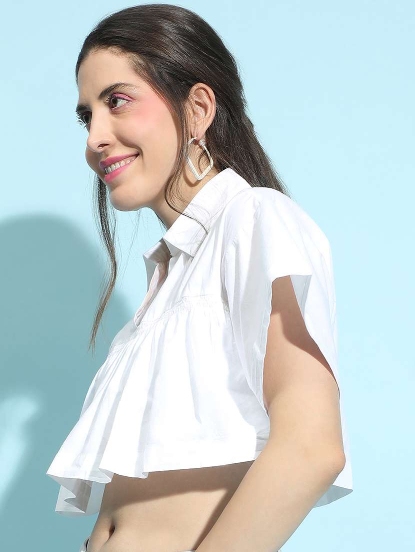 women white solid regular top - 21356426 - Standard Image - 1