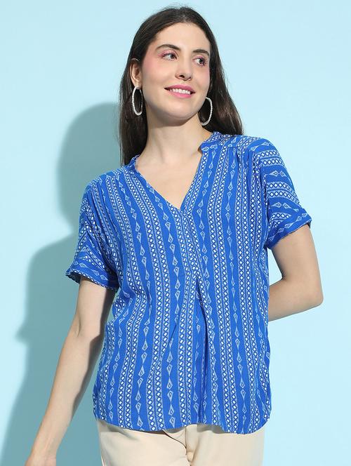 women blue printed regular top - 21356432 -  Standard Image - 0