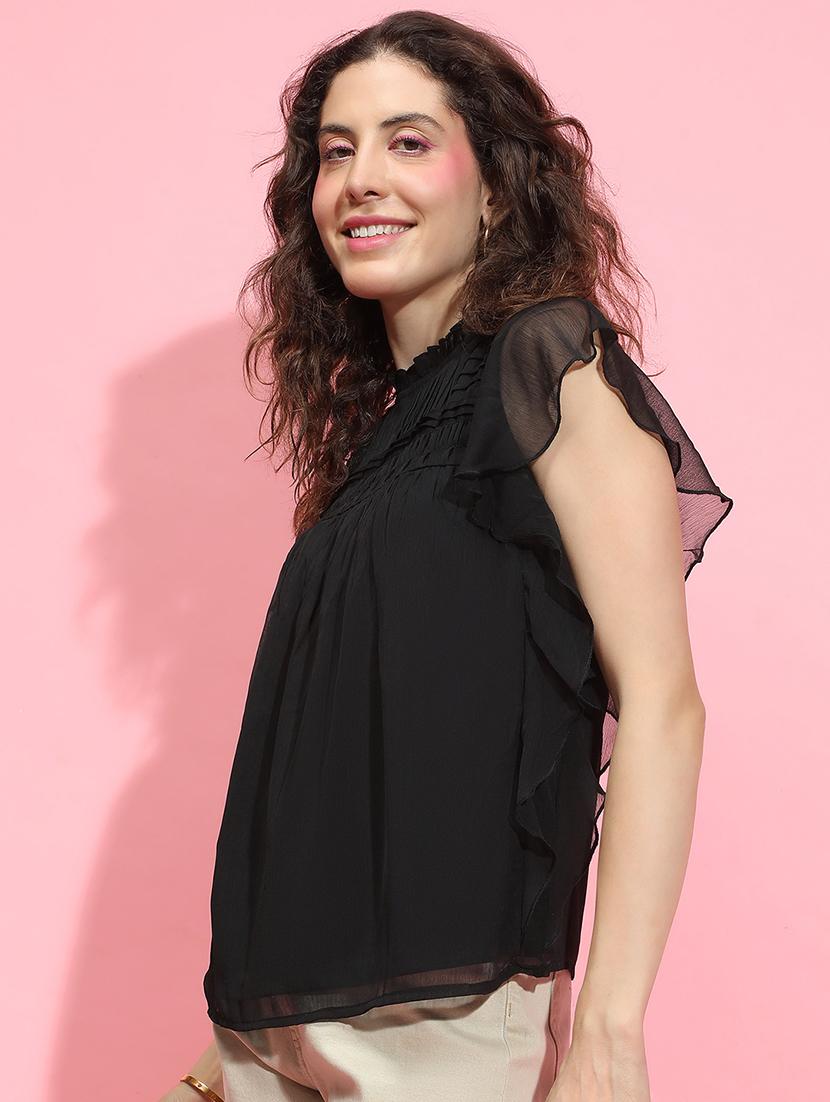 women black solid regular top - 21356434 - Standard Image - 1