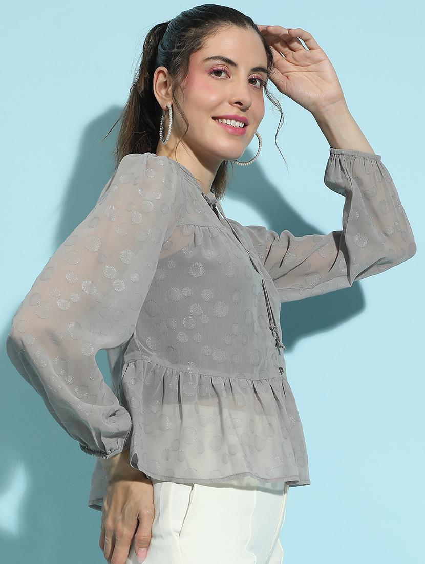 women grey self-designed regular top - 21356443 - Standard Image - 1
