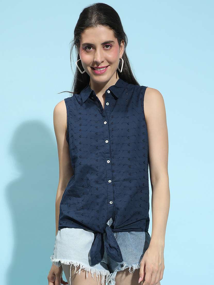 blue cotton regular shirt