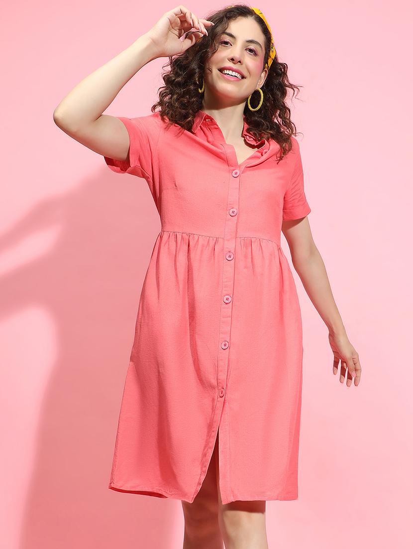 women red solid shirt dress - 21356453 - Zoom Image - 0