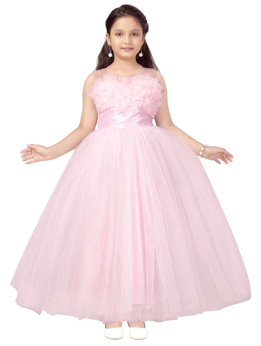 girls round neck party gown