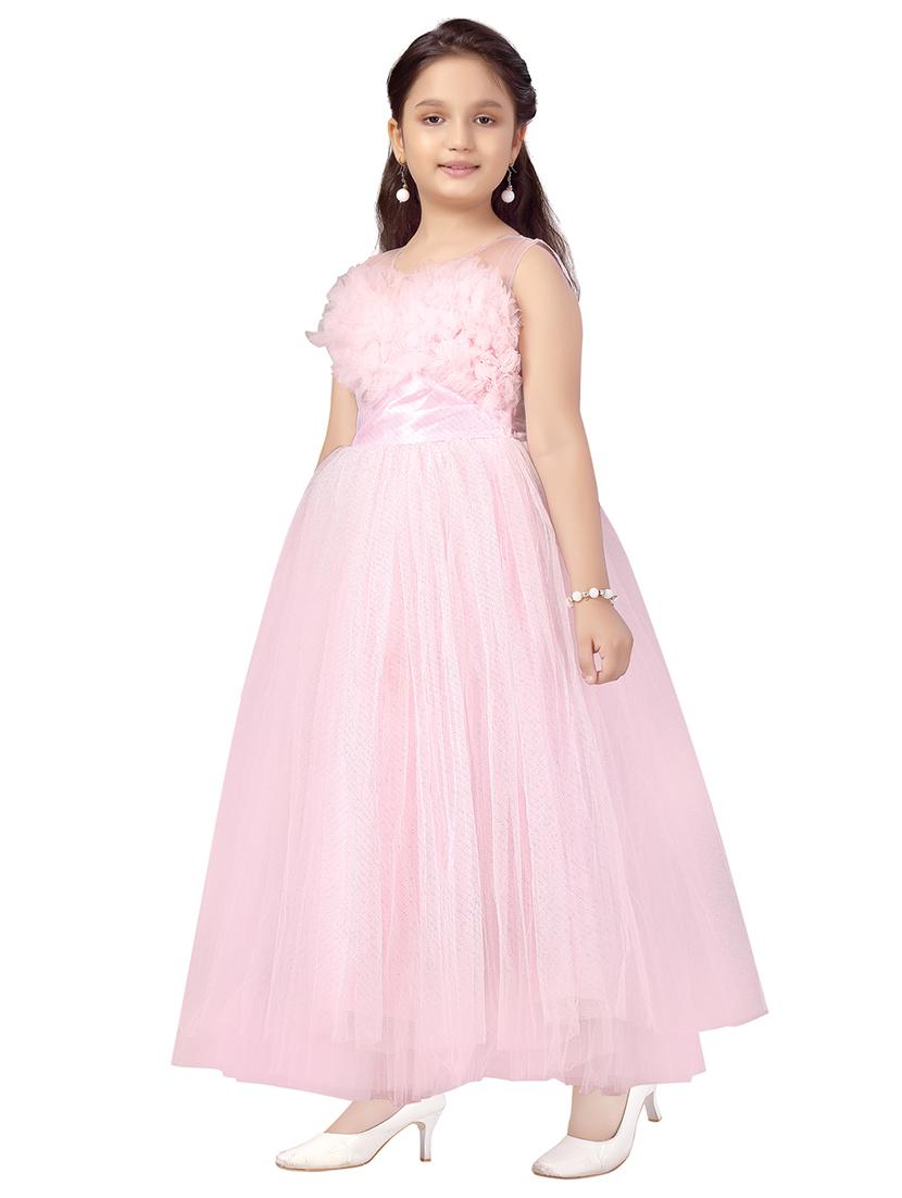 girls round neck party gown - 21356476 - Standard Image - 1