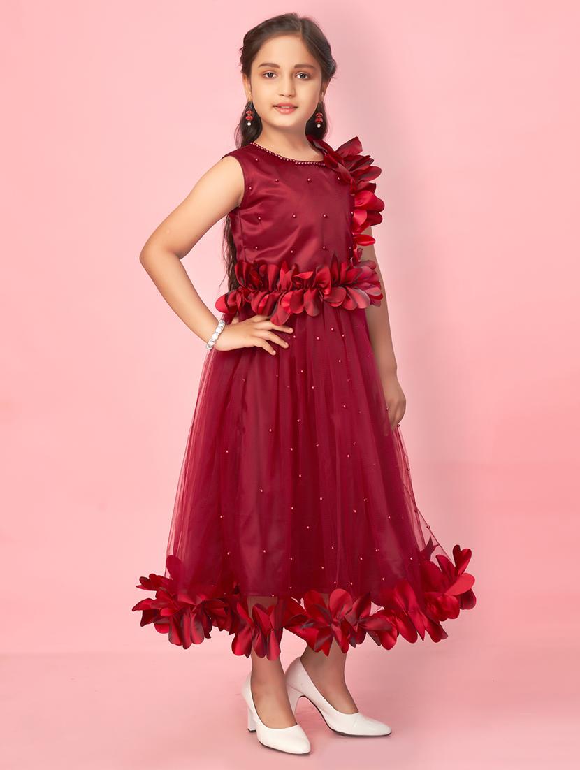 girls round neck party gown - 21356484 - Standard Image - 1