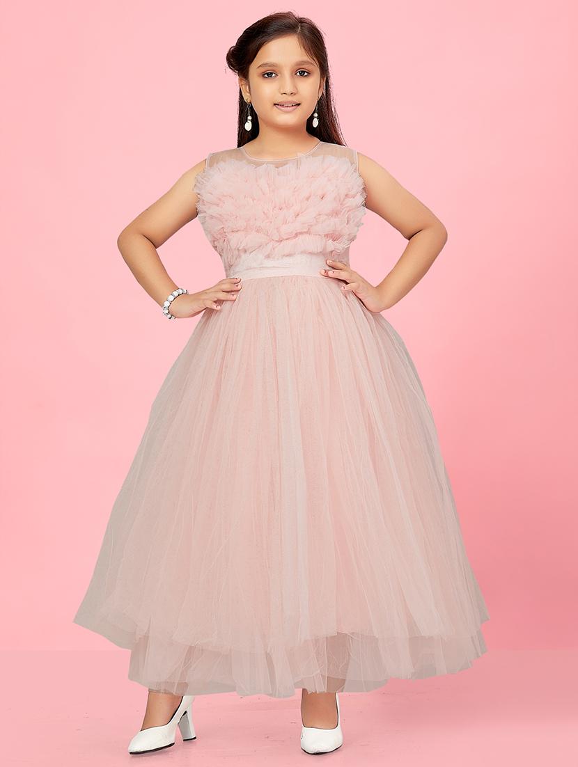 girls round neck party gown - 21356500 - Zoom Image - 0