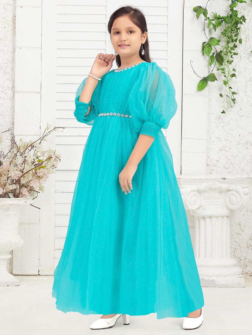 girls round neck party gown - 21356507 - Standard Image - 1