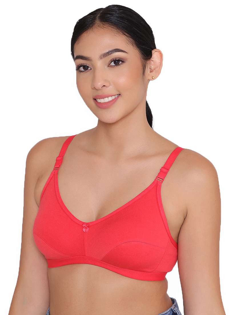 orange solid cotton regular bra - 21357040 -  Standard Image - 1