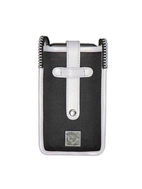 grey leather regular pouch - 21357277 - Standard Image - 0
