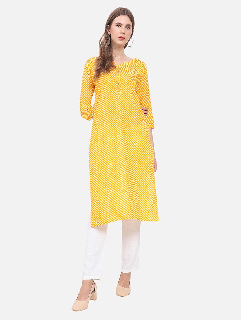 women three quarter sleeve straight kurta - 21357333 - Standard Image - 4