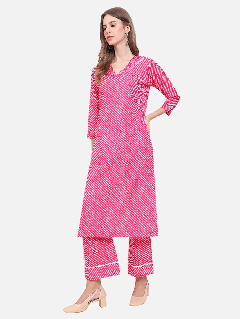 women three quarter sleeve kurta palazzo set - 21357338 - Standard Image - 1