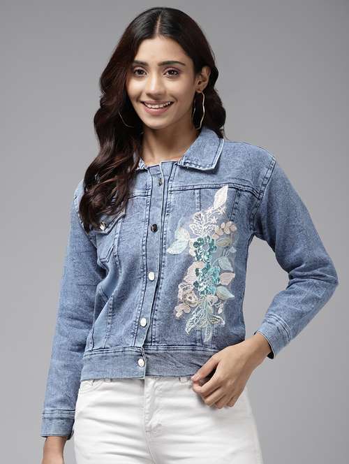 women long sleeve denim jacket - 21357343 - Standard Image - 0