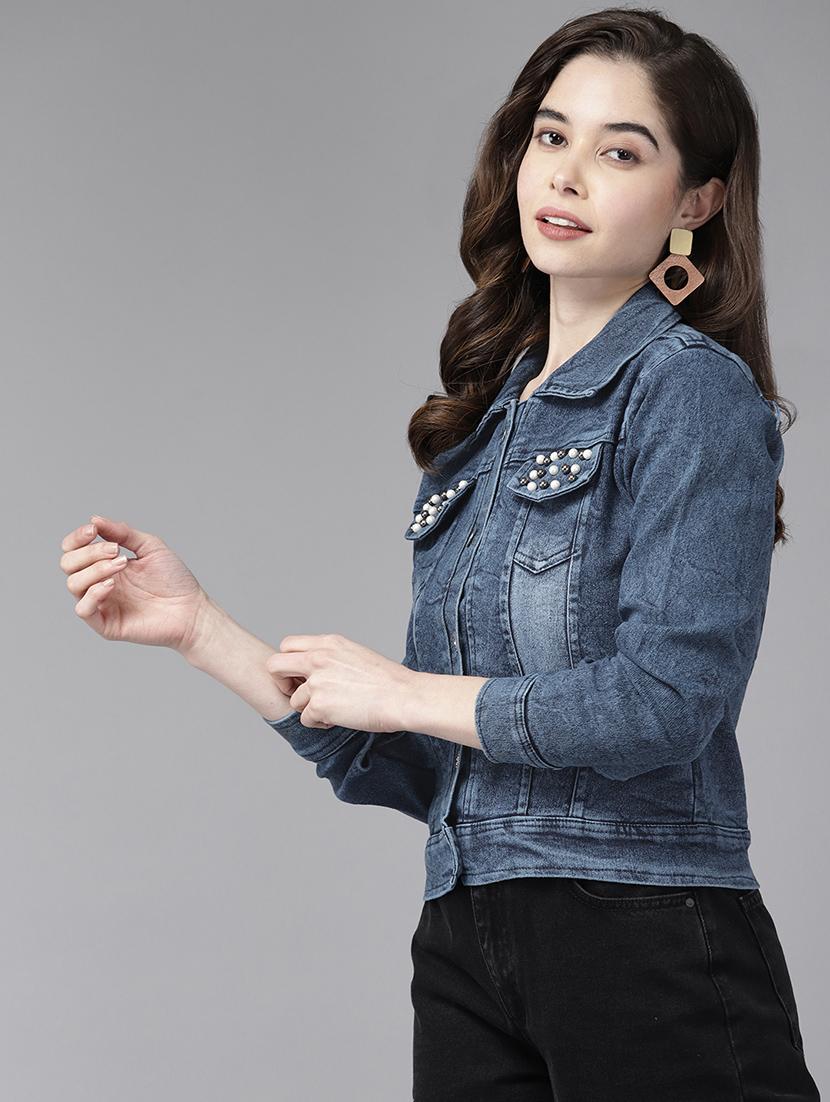 women long sleeve denim jacket - 21357345 - Standard Image - 1