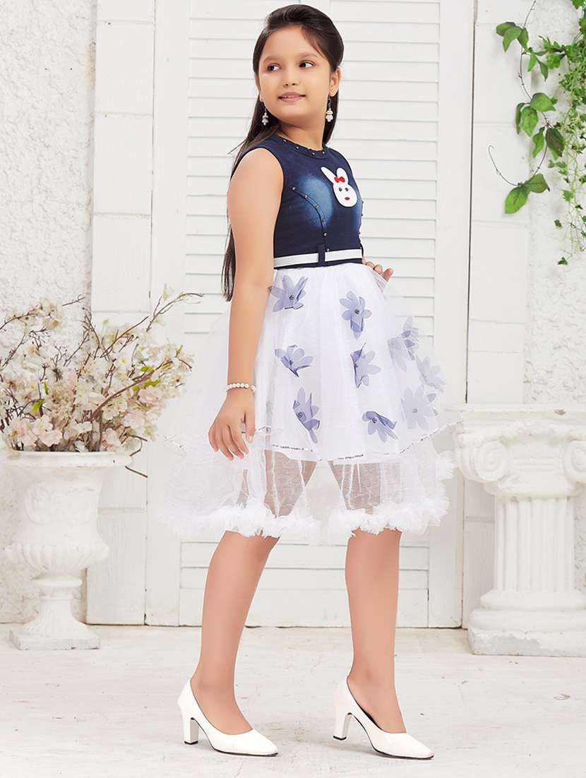 girls round neck self-designed frock - 21357445 -  Standard Image - 1
