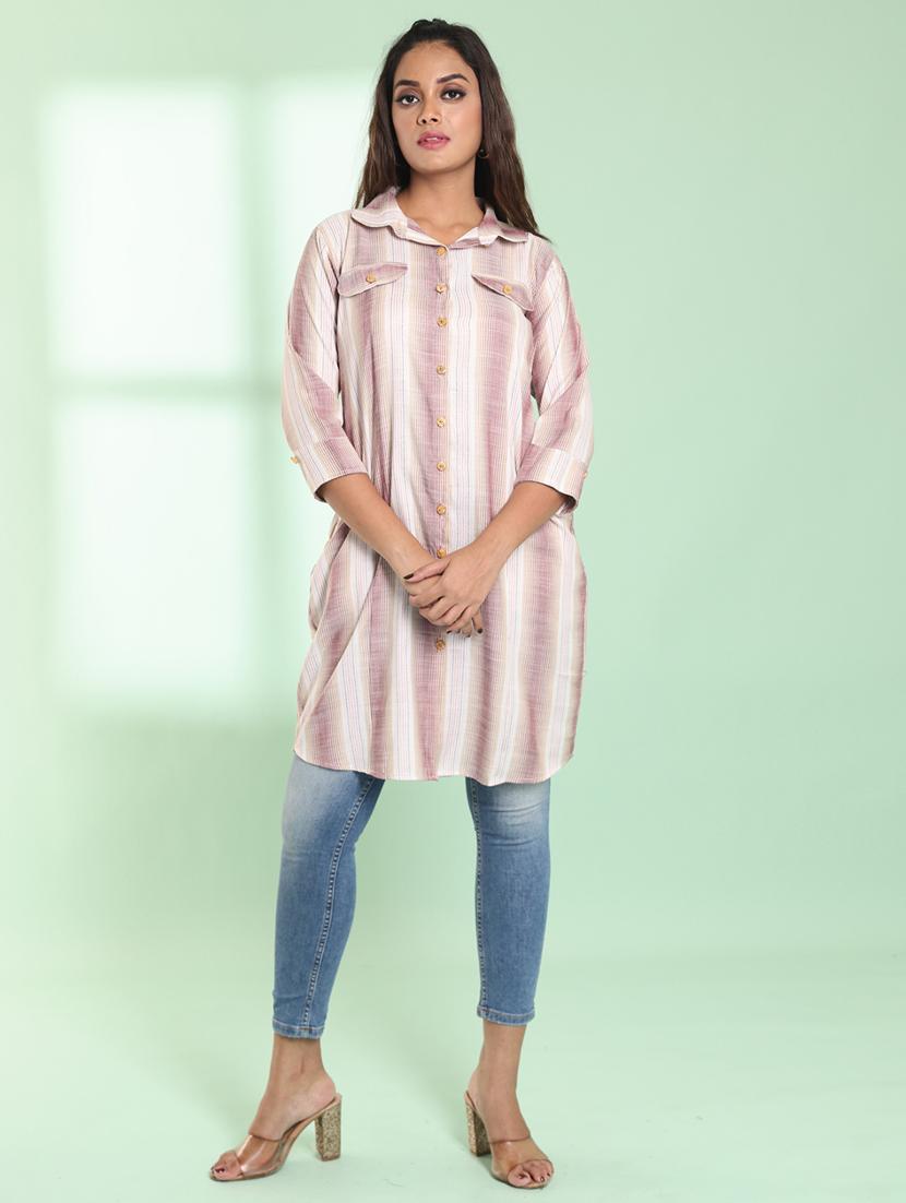women three quarter sleeve straight kurta