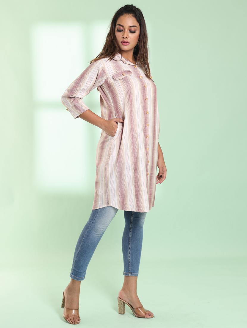 women three quarter sleeve straight kurta - 21357906 - Standard Image - 1