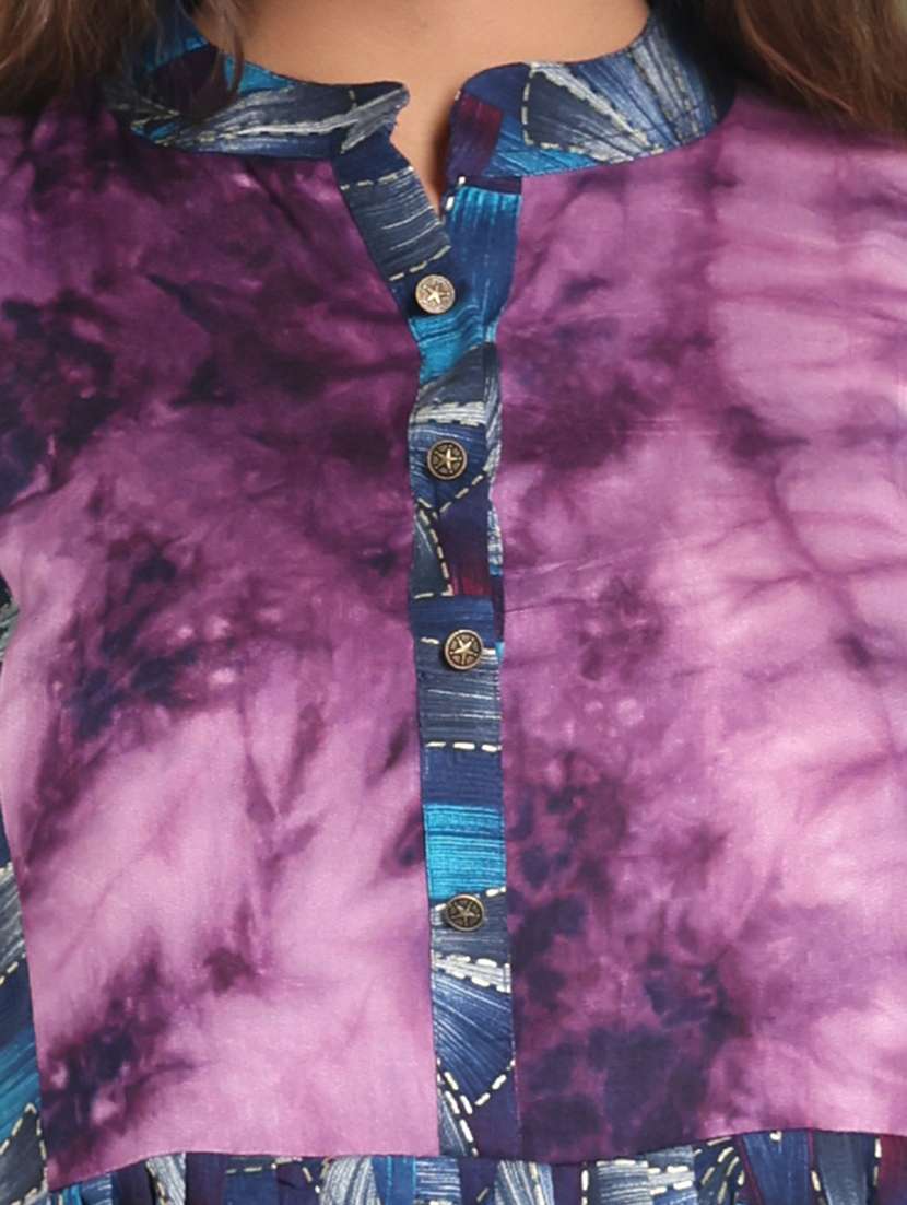 blue printed rayon a-line kurta - 21357912 -  Standard Image - 4