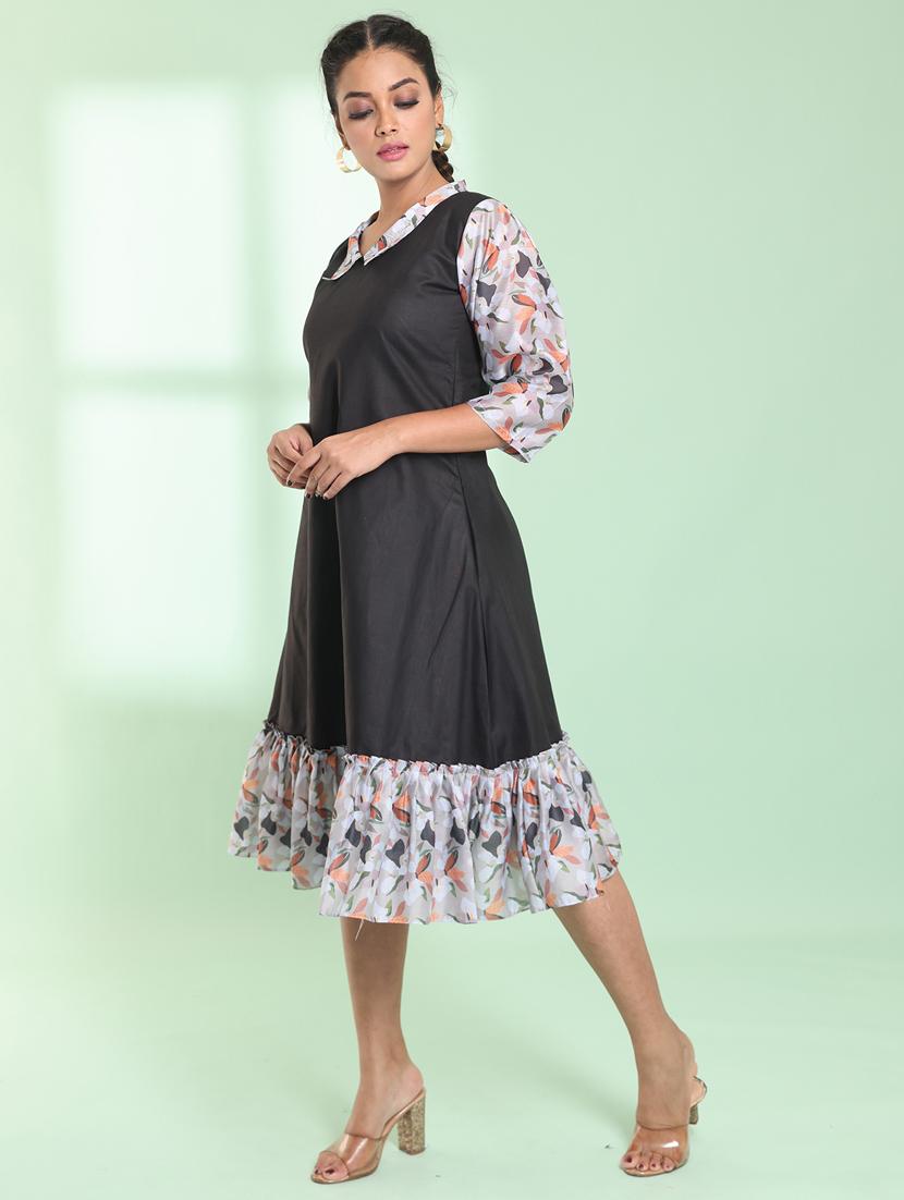 women shirt collar a-line ethnic dress - 21357939 - Standard Image - 1