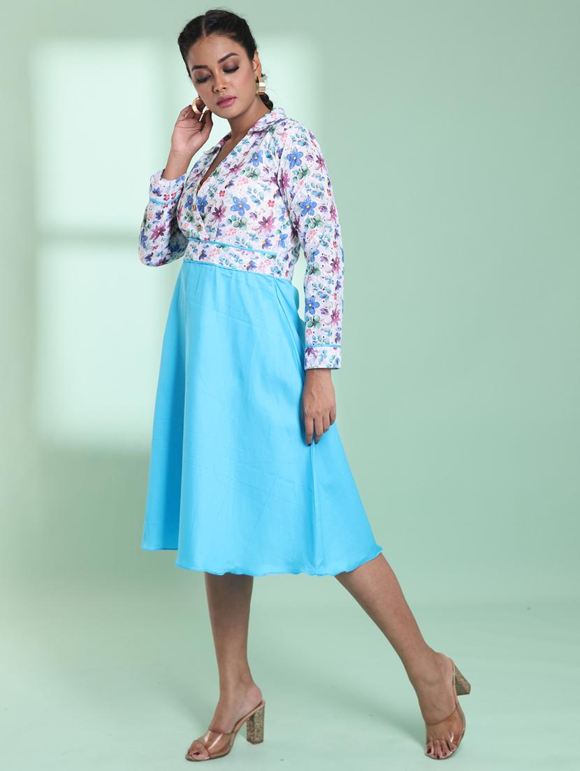 women shirt collar fit & flare ethnic dress - 21357947 - Standard Image - 1
