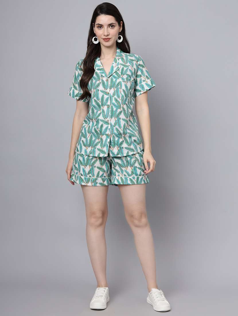 women printed shorts nightwear set