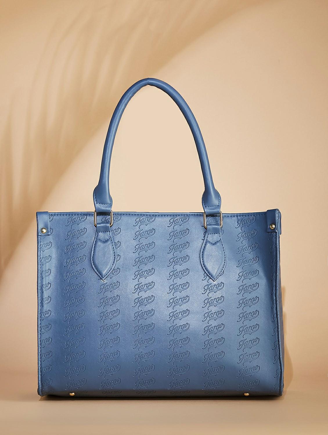 women blue leatherette textured handbag - 21359423 - Standard Image - 1