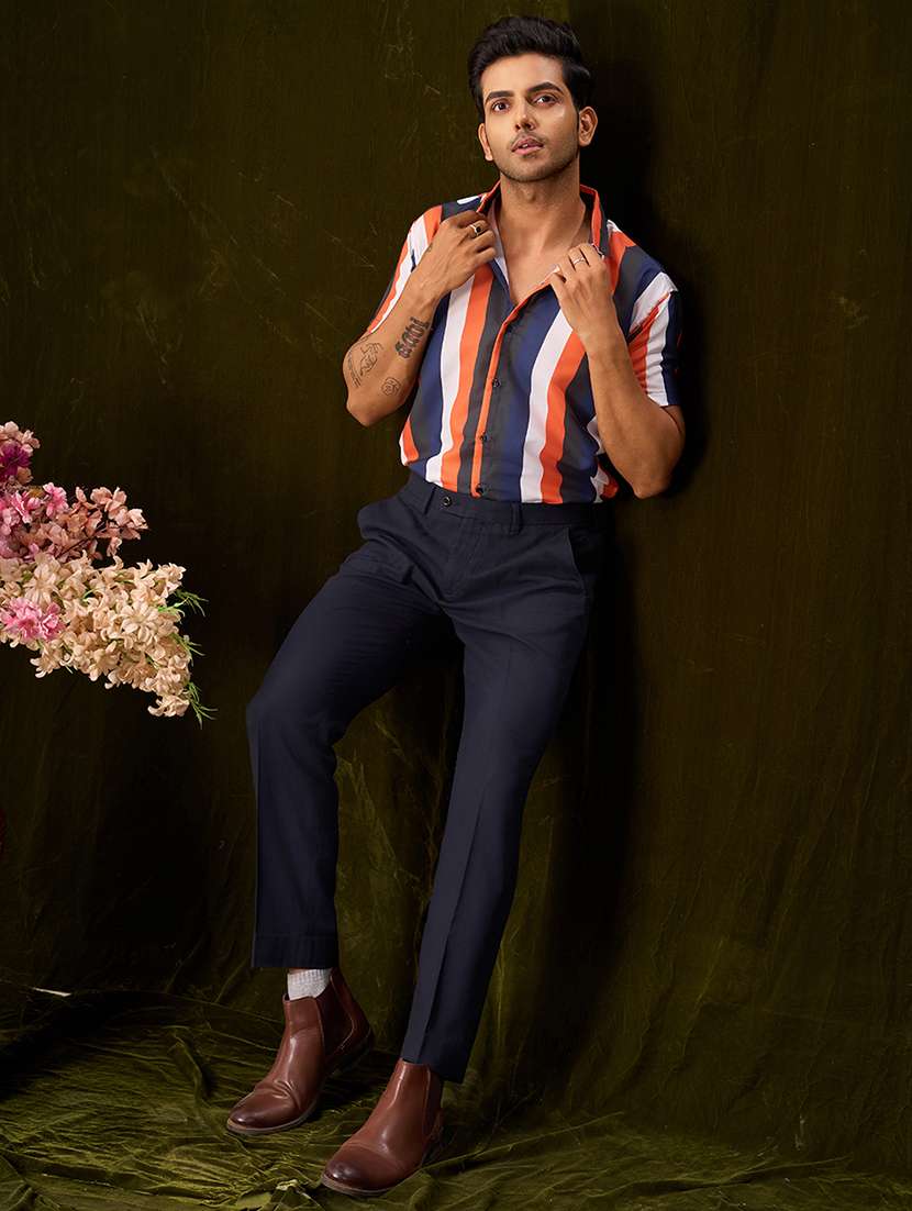 men striped cotton lycra casual shirt - 21360011 -  Standard Image - 4