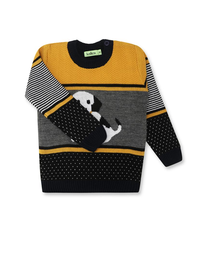 boys long sleeves self design sweater - 21360065 - Standard Image - 1